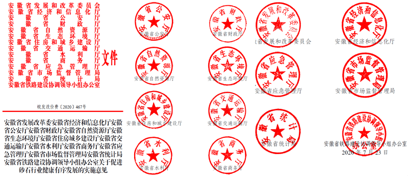 為促進(jìn)機(jī)制砂健康有序發(fā)展，安徽省發(fā)改委發(fā)布了實(shí)施方案文件